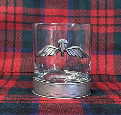 Parachute Wings / Para / airborne forces - Metal 2D Logo / Motif Tumbler Whiskey Tumbler Glass 330ml old fashioned style