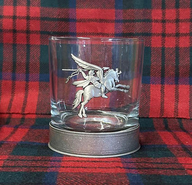 Pegasus / Bellerophon / airborne forces - Metal 2D Logo / Motif Tumbler Whiskey Tumbler Glass 330ml old fashioned style