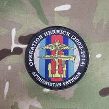 Load image into Gallery viewer, British Military Army Navy RAF woven 80mm dia circle patch / badge Op Herrick banner Telic
