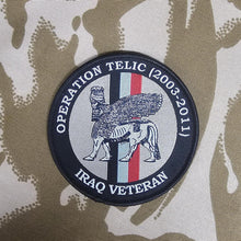 Load image into Gallery viewer, British Military Army Navy RAF woven 80mm dia circle patch / badge Op Herrick banner Telic

