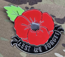 Load image into Gallery viewer, 3D Poppy lest we forget (V2) Chrome ABS 3D automobile / car / Truck / Decal / logo Remembrance armistice veteran hm forces
