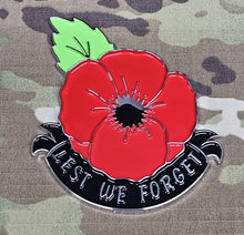 Load image into Gallery viewer, 3D Poppy lest we forget (V2) Chrome ABS 3D automobile / car / Truck / Decal / logo Remembrance armistice veteran hm forces
