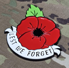 Load image into Gallery viewer, 3D Poppy lest we forget (V1) Chrome ABS 3D automobile / car / Truck / Decal / logo Remembrance armistice veteran hm forces
