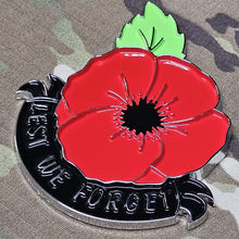 Load image into Gallery viewer, 3D Poppy lest we forget (V2) Chrome ABS 3D automobile / car / Truck / Decal / logo Remembrance armistice veteran hm forces
