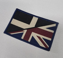Load image into Gallery viewer, England / N Ireland / Wales / Scotland half Flag woven Badge Patch 50mm x 80mm flag vintage style velcro welsh Irish UK union jack
