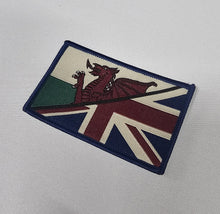Load image into Gallery viewer, England / N Ireland / Wales / Scotland half Flag woven Badge Patch 50mm x 80mm flag vintage style velcro welsh Irish UK union jack
