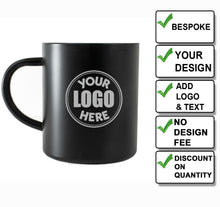 Load image into Gallery viewer, Engraved Stainless Steel Black Powder Coated Thermal Mug 400ml - choose your design
