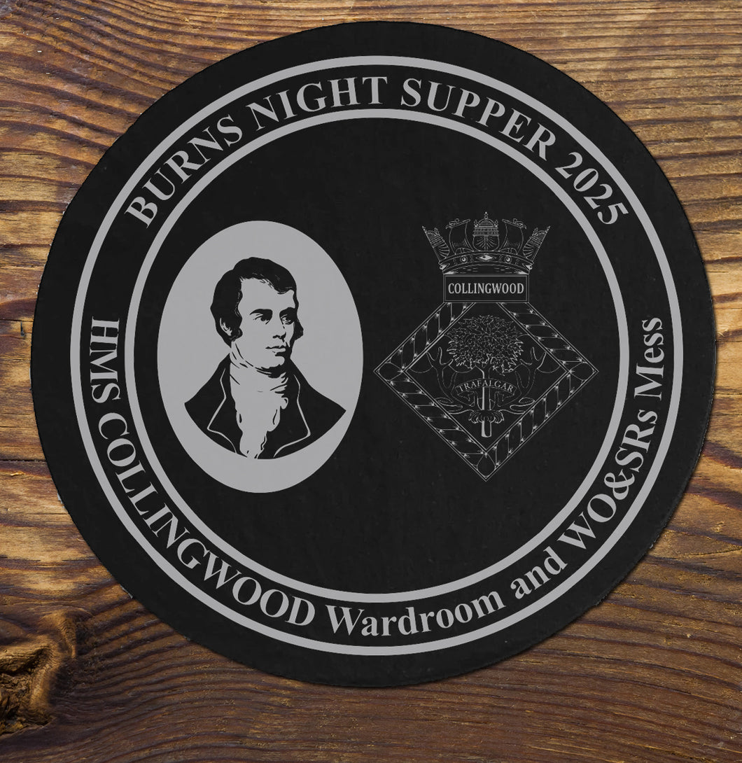 Burns Night Engraved Slate Coasters - Mess Dinner Logo Coasters (001)