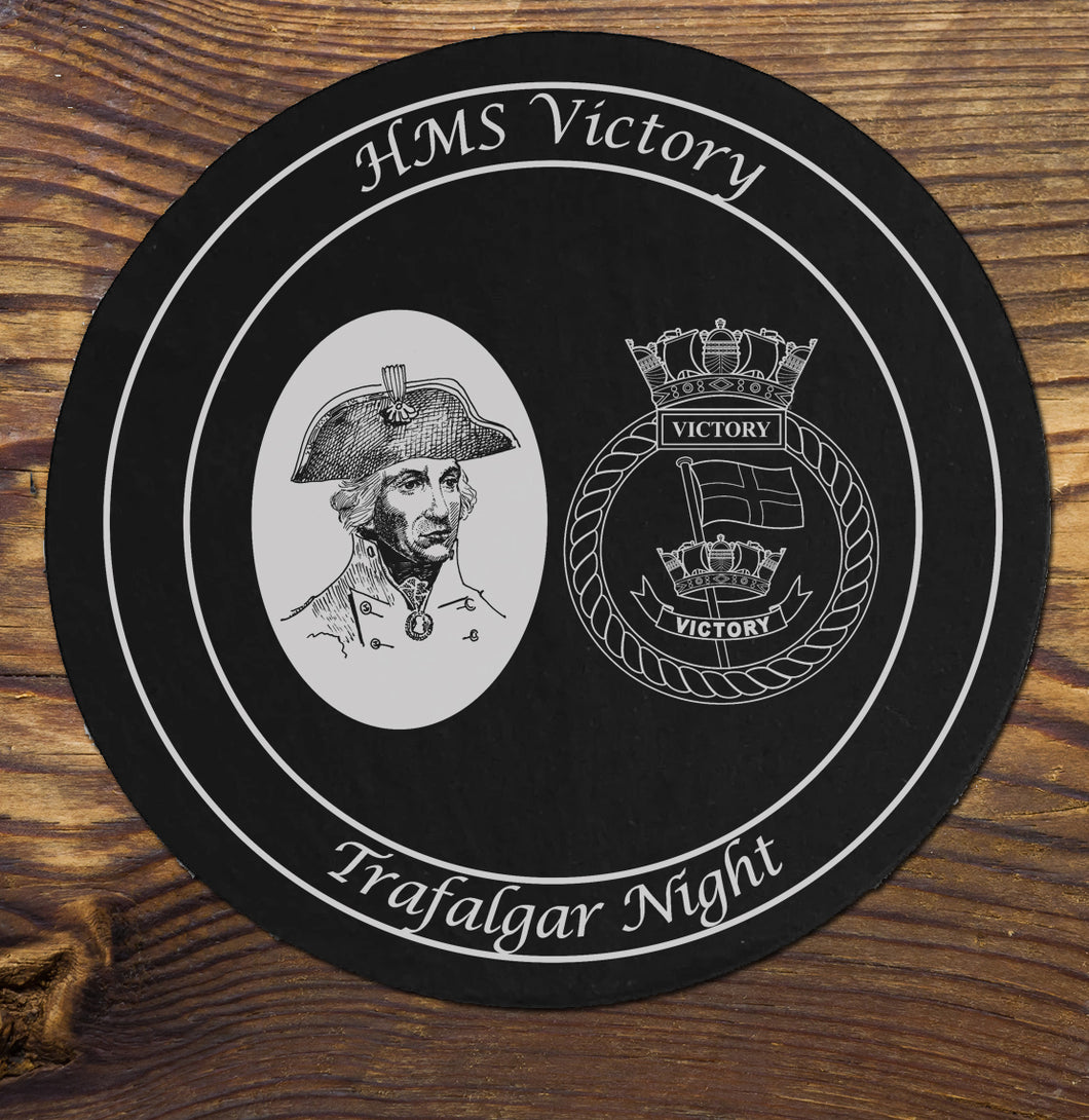 Royal Navy Trafalgar Night Engraved Slate Coasters - Mess Dinner Logo Coasters (001)