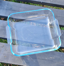 Load image into Gallery viewer, Sand Blasted / Sand carved Pyrex Oven dish square roasting glass tray &#39;Many have Eaten here, Few have died&#39;
