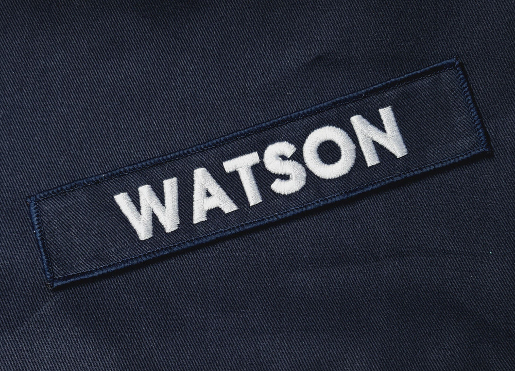2 x Royal Navy Name tape Badge - Foul Weather Smock / Waterproof Jacket Variant
