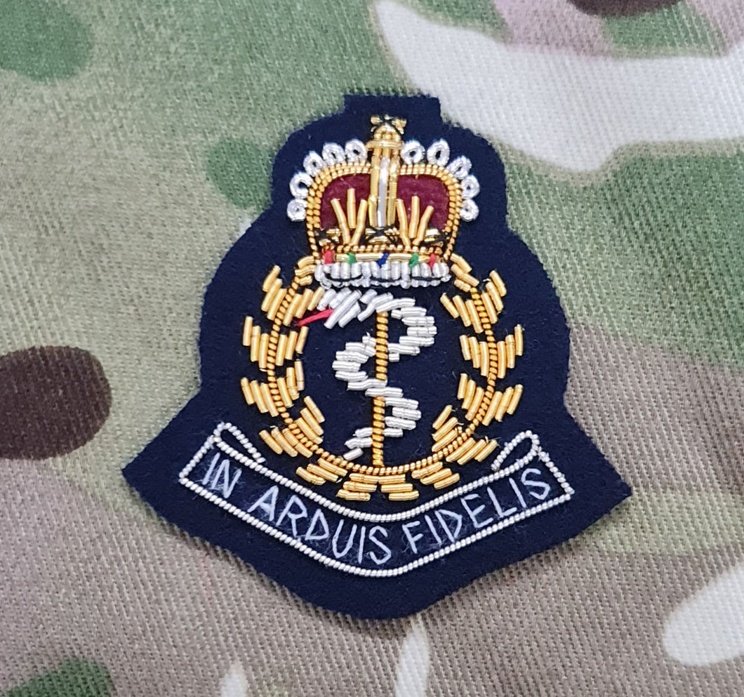 Royal Army Medical Corps RAMC Bullion Officers Cap Badge (Dark Navy)