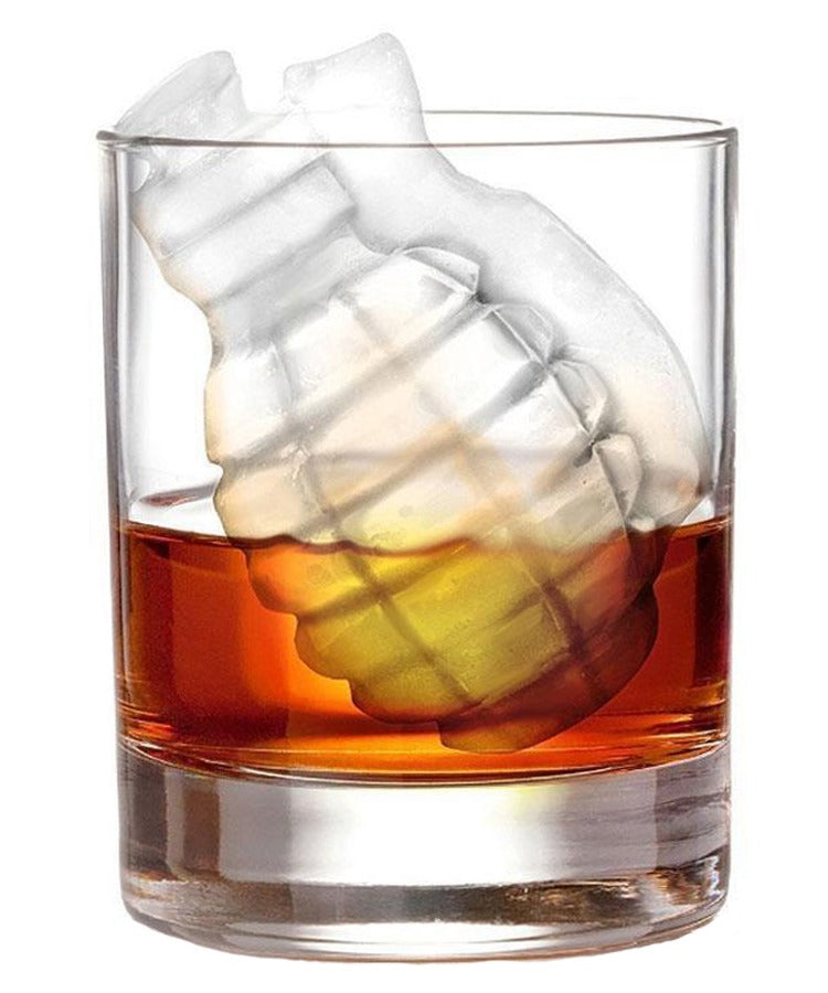 Set of 2 Large 3D Grenade Shaped Ice Cube Mold Maker Silicone Party Bar Military Gift