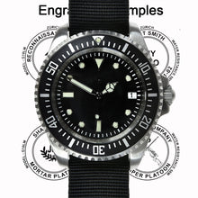 Load image into Gallery viewer, MWC 24 Jewel 300m Water Resistant 24 Jewel Automatic Military Specification Divers Watch with Sapphire Crystal on Black NATO Strap

