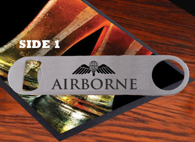 Personalised Engraved Bar Blade Stainless Steel Bottle Opener - Parachute Wings, Airborne