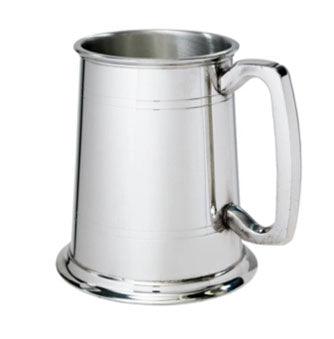 Double line Pewter Tankard with Plain Handle - 1 Pint