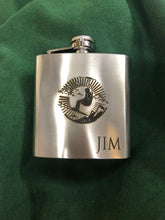 Load image into Gallery viewer, Engraved / Personalised Hipflask 6oz Polished steel finish
