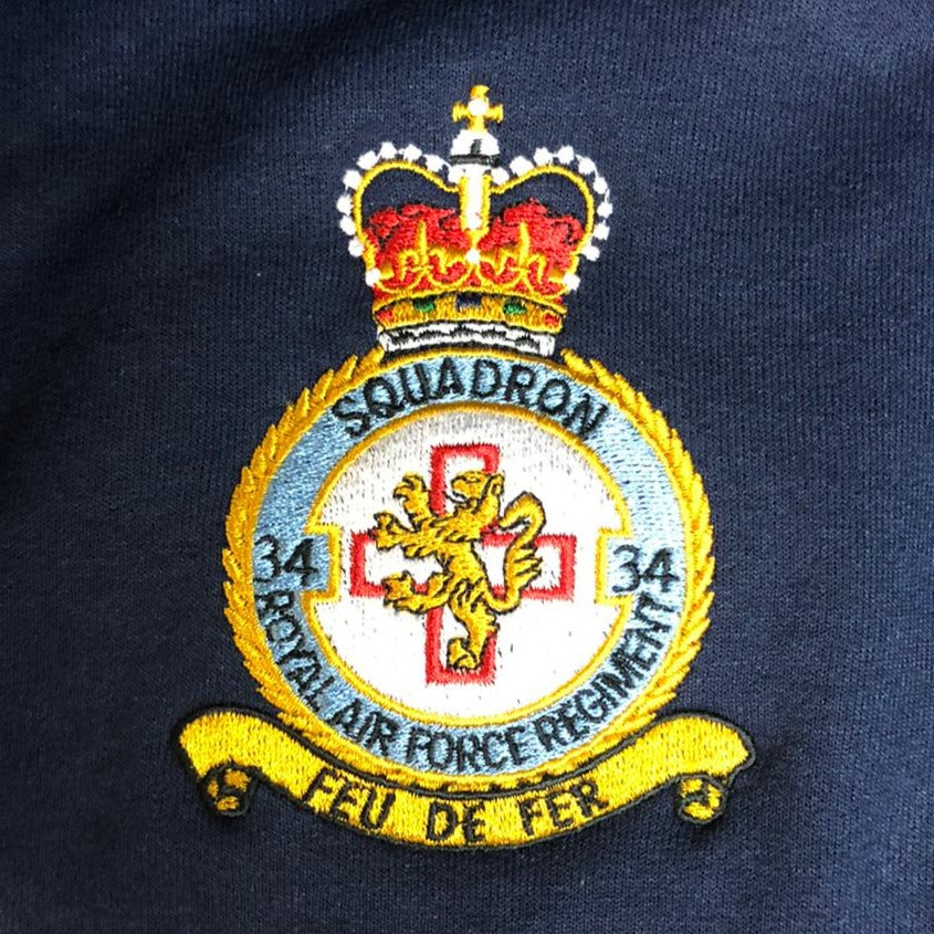 34 Squadron Royal Air Force Regiment Crest (RAF) - Embroidered - Choose your Garment