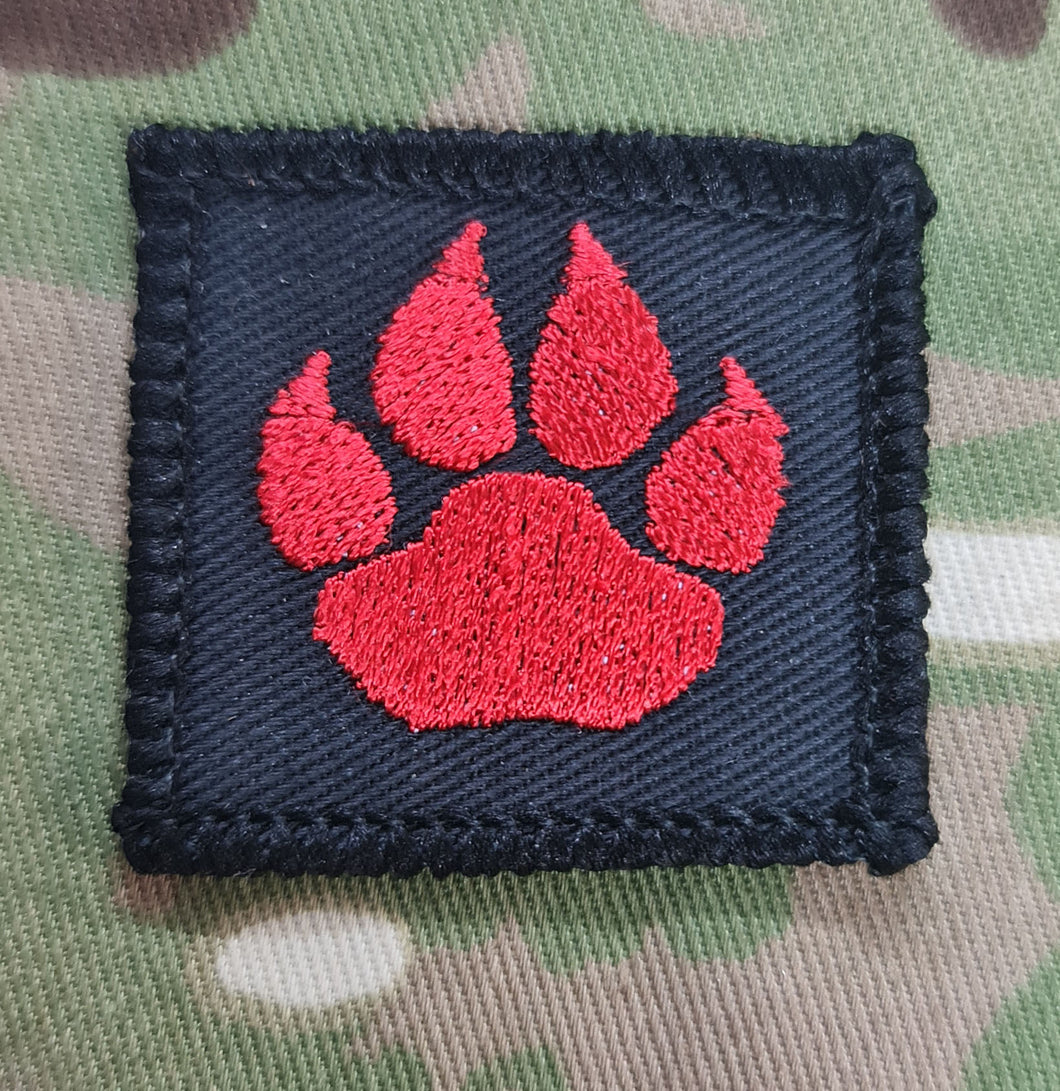 Embroidered K9 Red Paw Dog Patch (Military Working Dog / Animal MWD MWA)