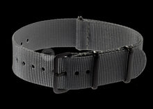 Load image into Gallery viewer, PVD Grey NATO Military Watch Strap blacked out fittings
