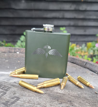 Load image into Gallery viewer, Engraved / Personalised Hipflask 6oz Matte Olive Green Finish
