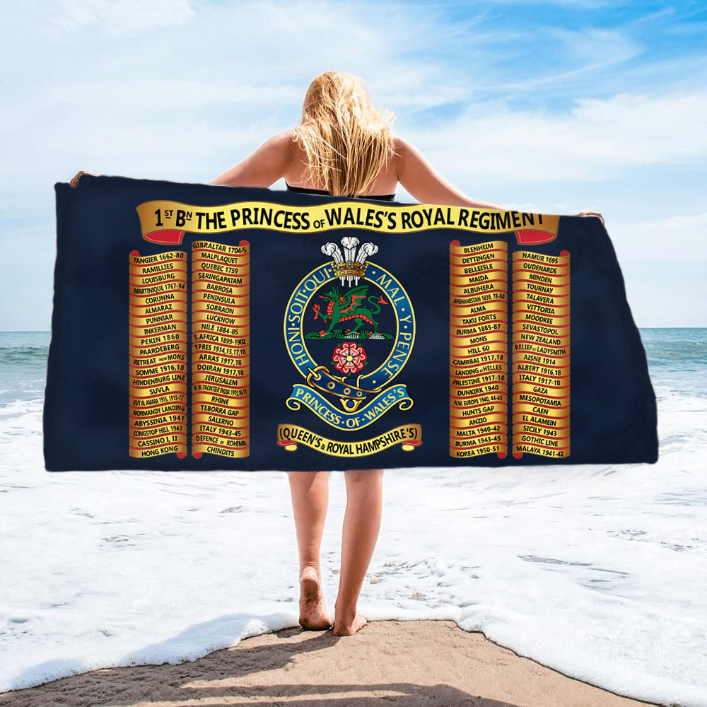 Princess of Wales's Royal Regiment PWRR Regimental Drum / Colours Artwork - Fully Printed Towel - Choose your size