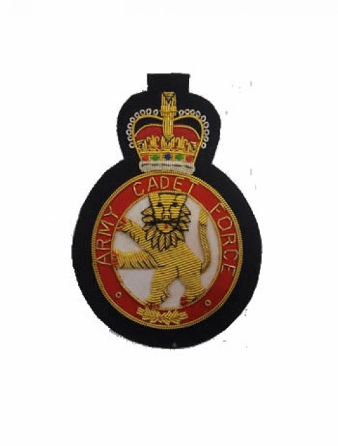 Army Cadet Force (ACF) Hand Embroidered Wire Bullion Blazer Badge