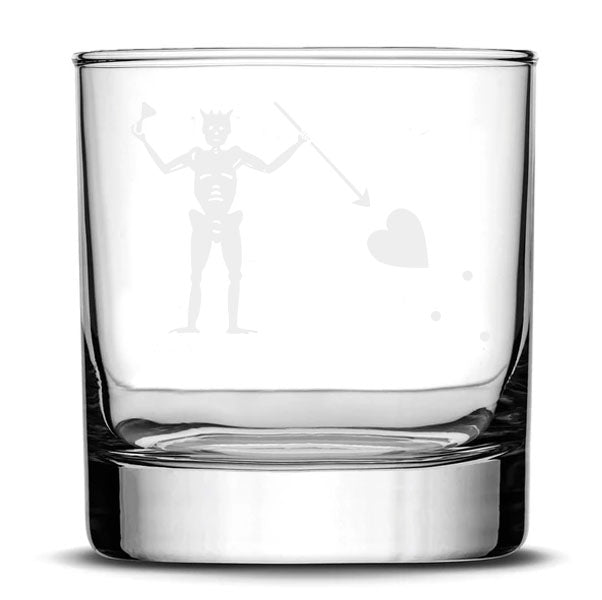 Double Sided Engraved Blackbeard Logo & Quote  (Edward Teach) Tumbler Whiskey Tumbler Glass 330ml