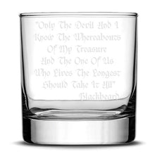 Load image into Gallery viewer, Double Sided Engraved Blackbeard Logo &amp; Quote  (Edward Teach) Tumbler Whiskey Tumbler Glass 330ml
