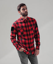 Load image into Gallery viewer, H39 Exclusive - Tactical Checked flannel long sleeve shirt Complete with velcro arm patches (red black check)
