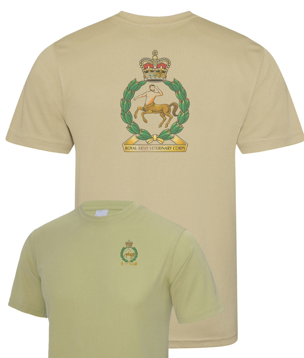 Royal Army Veterinary Corps (RAVC) - Double Colour Print- Wicking T-Shirt (sand colour only)