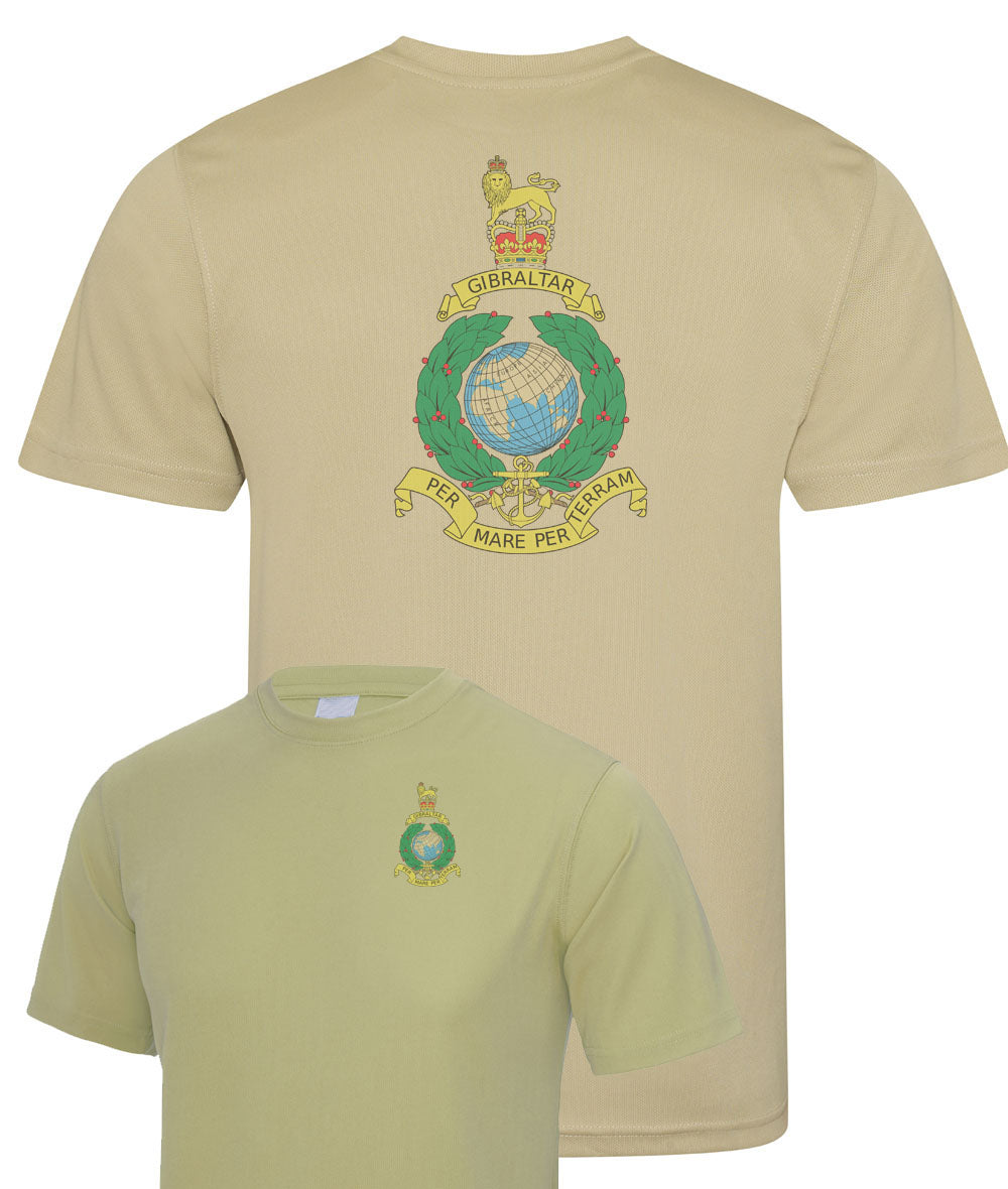 Royal Marines Commando (rm)- Double Colour Print- Wicking T-Shirt (sand colour only)