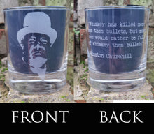 Load image into Gallery viewer, Engraved Churchill &#39;Bullets &amp; Whiskey&#39; Tumbler Glass 330ml
