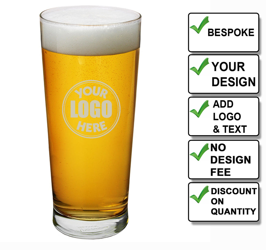 Engraved Contemporary Conical Pint Glass 570ml - Free Engraving / Your Design
