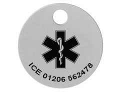 Engraved Dog Tag ICE in case of Emergancy Contact Details