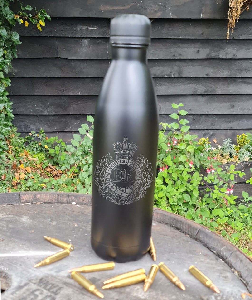 Unique Engraved / Personalised Thermal Bottle 750ml All Black Powder coated