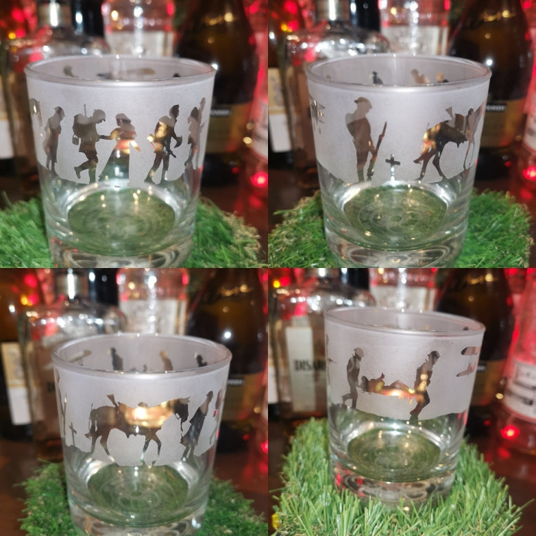 Custom Engraved 360 Silouette whiskey Glass - WW1 'Lest we forget'