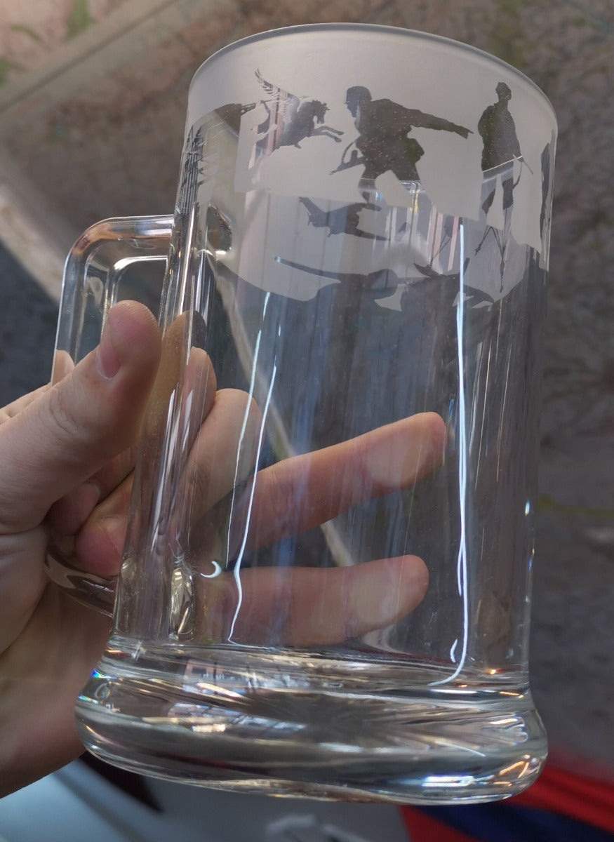 Airborne WW2 Arnhem silhouette Engraved Glass Pint Tankard 570ml