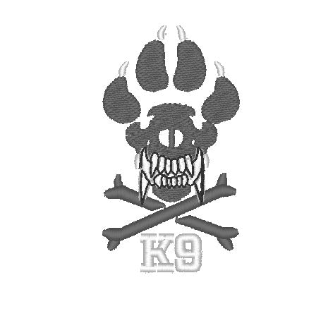 MWD K9 Skull & Cross Bones - Embroidered Design - Choose your Garment