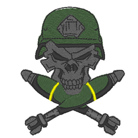 Mortar Platoon - Skull & Crossed 81mm Mortar Bombs - Embroidered Design - Choose your Garment