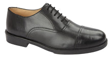Load image into Gallery viewer, Black Leather Capped Oxford Cadet Shoe
