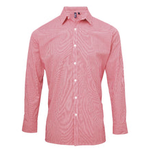 Load image into Gallery viewer, Embroidered - Monogrammed Microcheck (Gingham) long sleeve cotton shirt
