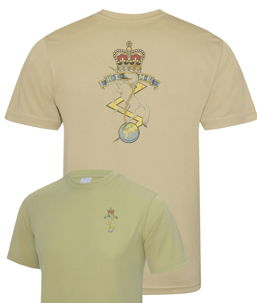 Royal Electrical Mechanical Engineers (REME) - Double Colour Print- Wicking T-Shirt (sand colour only)