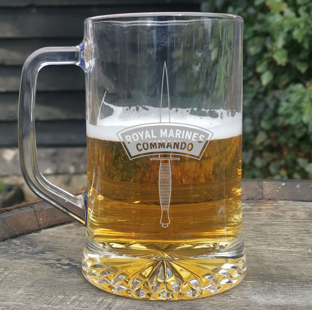 Royal Marine Commando Dagger - Engraved Glass Beer Pint Tankard 660ml