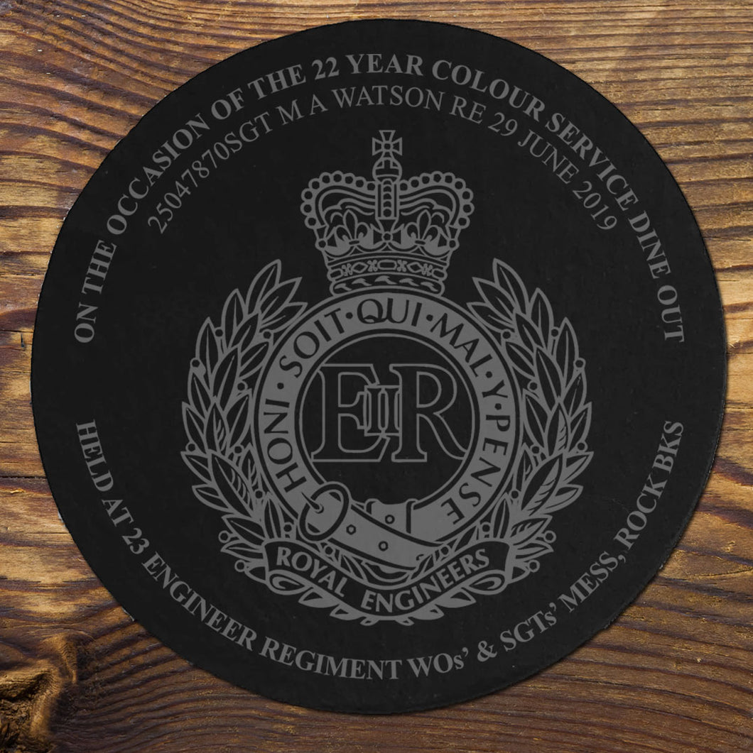 Regimental Personalised Engraved Slate Coasters - Dine Out 001